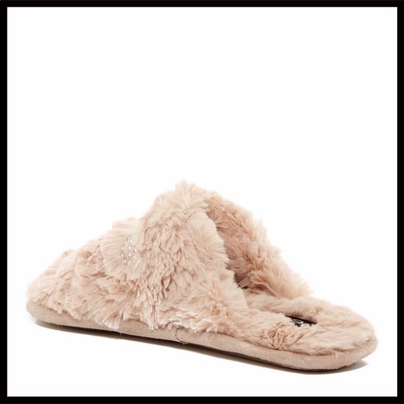 BEBE COZY PLUSH CRYSTAL EMBELLISHED SLIPPERS - Picture 3 of 8